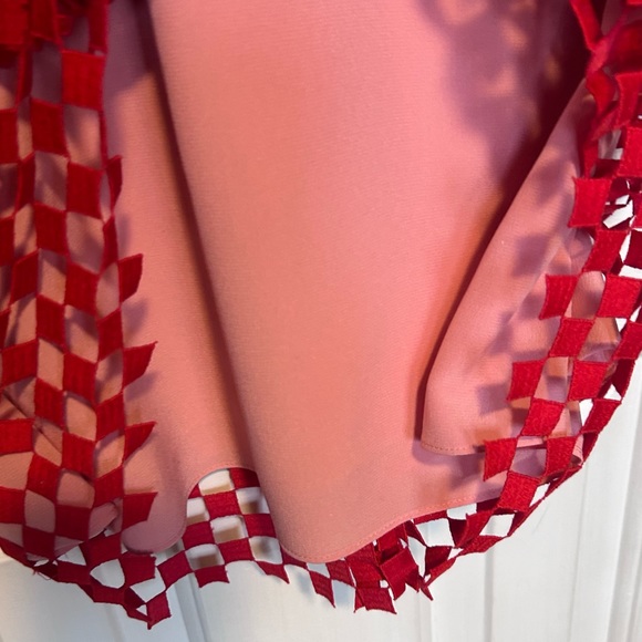 AKRIS Cocktail Dress Heart Motifs Mulberry Silk w Embroidered Overlay UK 12 US 8 - Picture 4 of 14